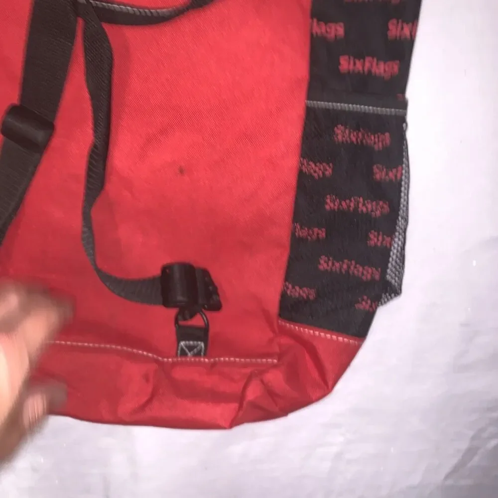 Vintage Six Flags Red & Black Tote Bag / Backpack Approximately 17